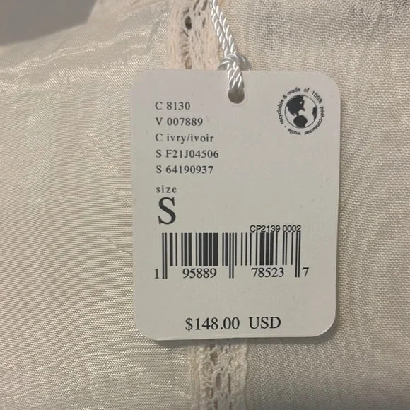 Free People Cream Long Sleeve Sundress with Bishop Sleeves - Picture 3 of 5